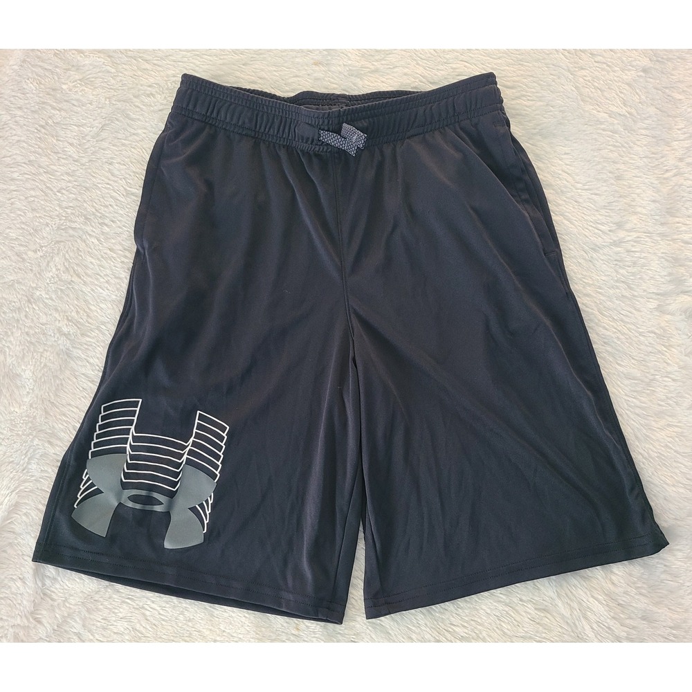Under Armour Boys Prototype Logo Black HeatGear Athletic Shorts YXL 1341128-003